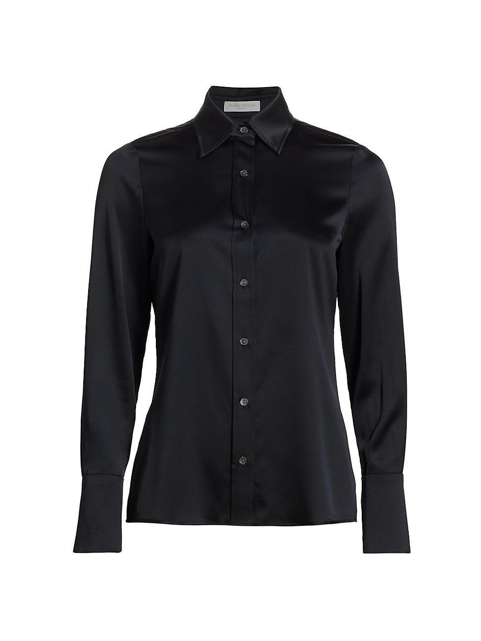 Ramy Brook Victoria Stretch Silk Satin Button-Up Blouse Product Image