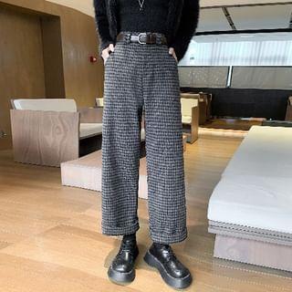 High Rise Gingham Cropped Wide Leg Pants Product Image