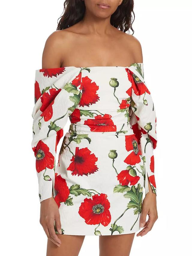 Poppies Cotton-Blend Draped Off-the-Shoulder Minidress Product Image