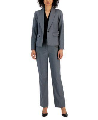 Le Suit Womens Shawl-Collar One-Button Mid-Rise Pantsuit Product Image