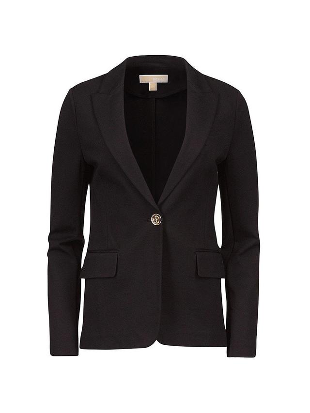 MICHAEL Michael Kors Ponte Knit Notch Lapel Long Sleeve Flap Pocket Button Front Coordinating Blazer Product Image