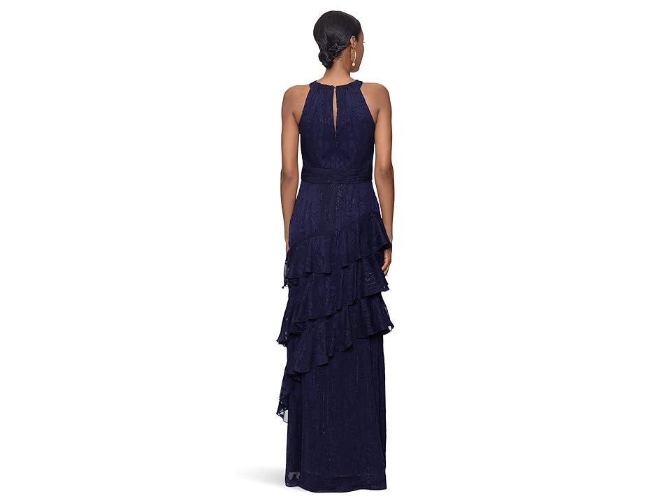 XSCAPE Long Chiffon Tiered Ruffle Dress Women's Dress Product Image