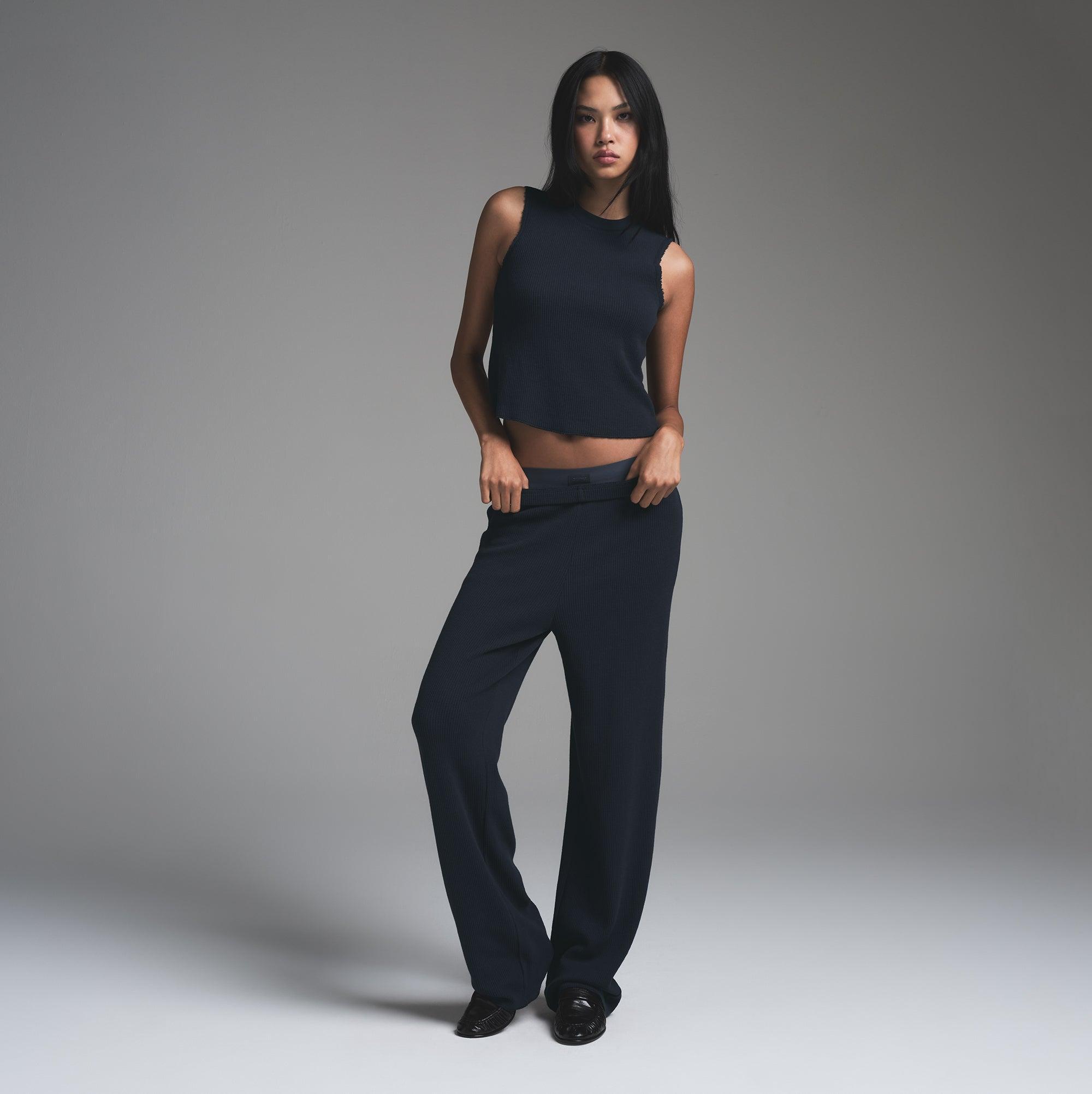 HEAVY WAFFLE STRAIGHT LEG PANT | NAVY Product Image