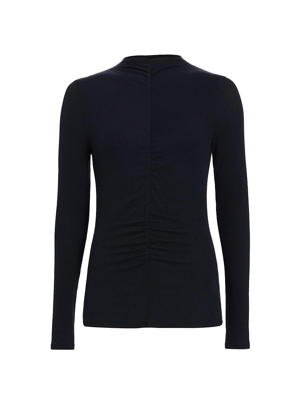 Veronica Beard Theresa Ruched Funnel Neck Top Product Image