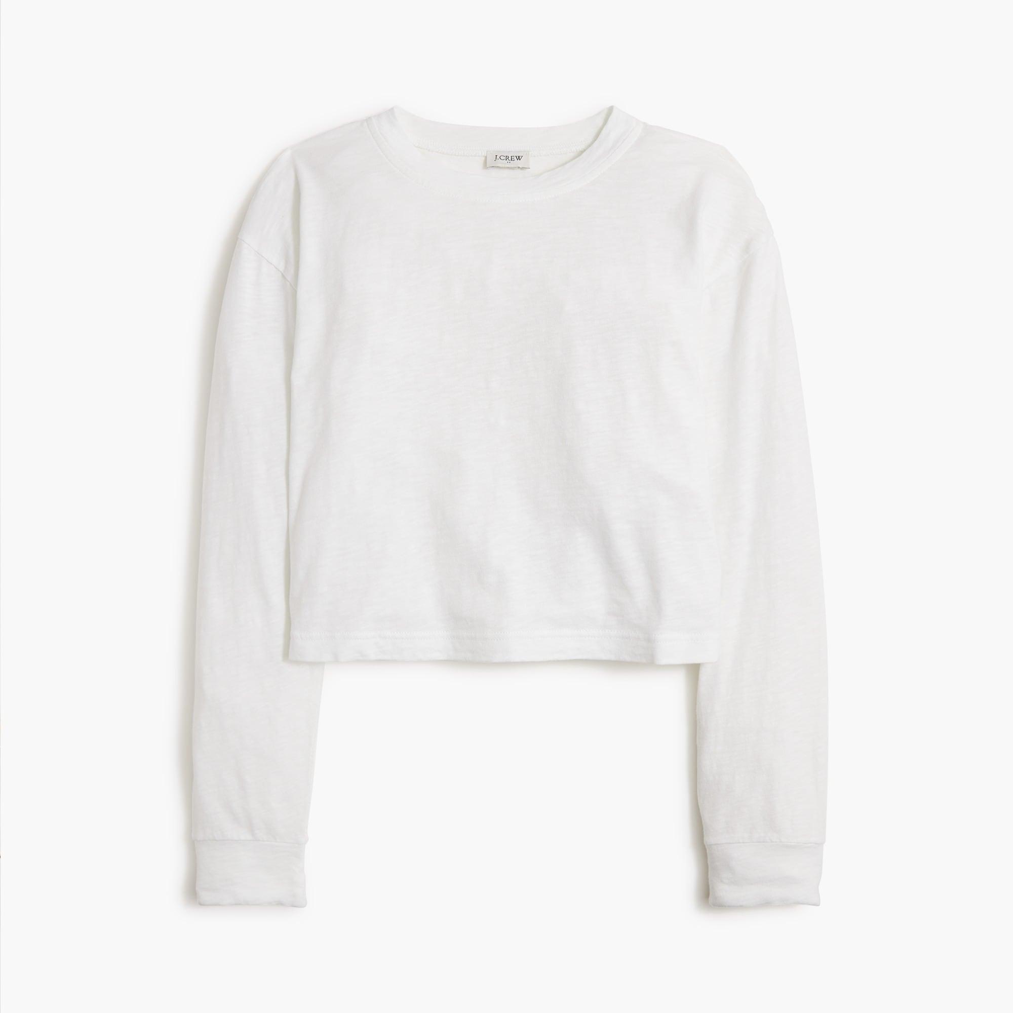 Long-sleeve cropped crewneck tee Product Image