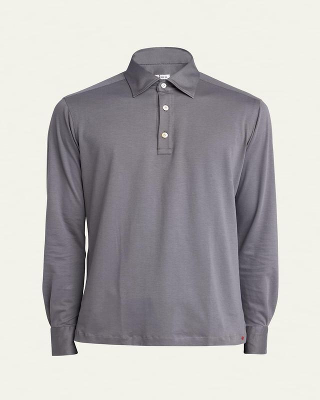 Mens Cotton-Stretch Long-Sleeve Polo Shirt Product Image