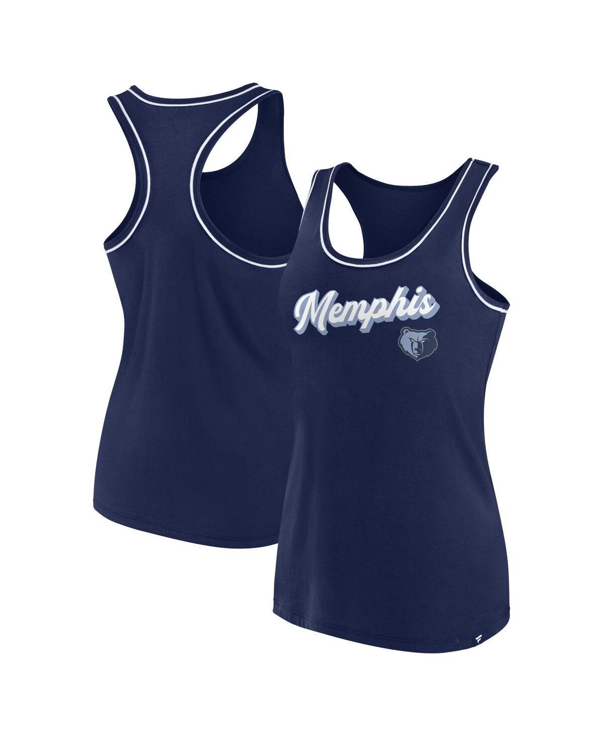 Womens Fanatics Navy Memphis Grizzlies Wordmark Logo Racerback Tank Top Product Image