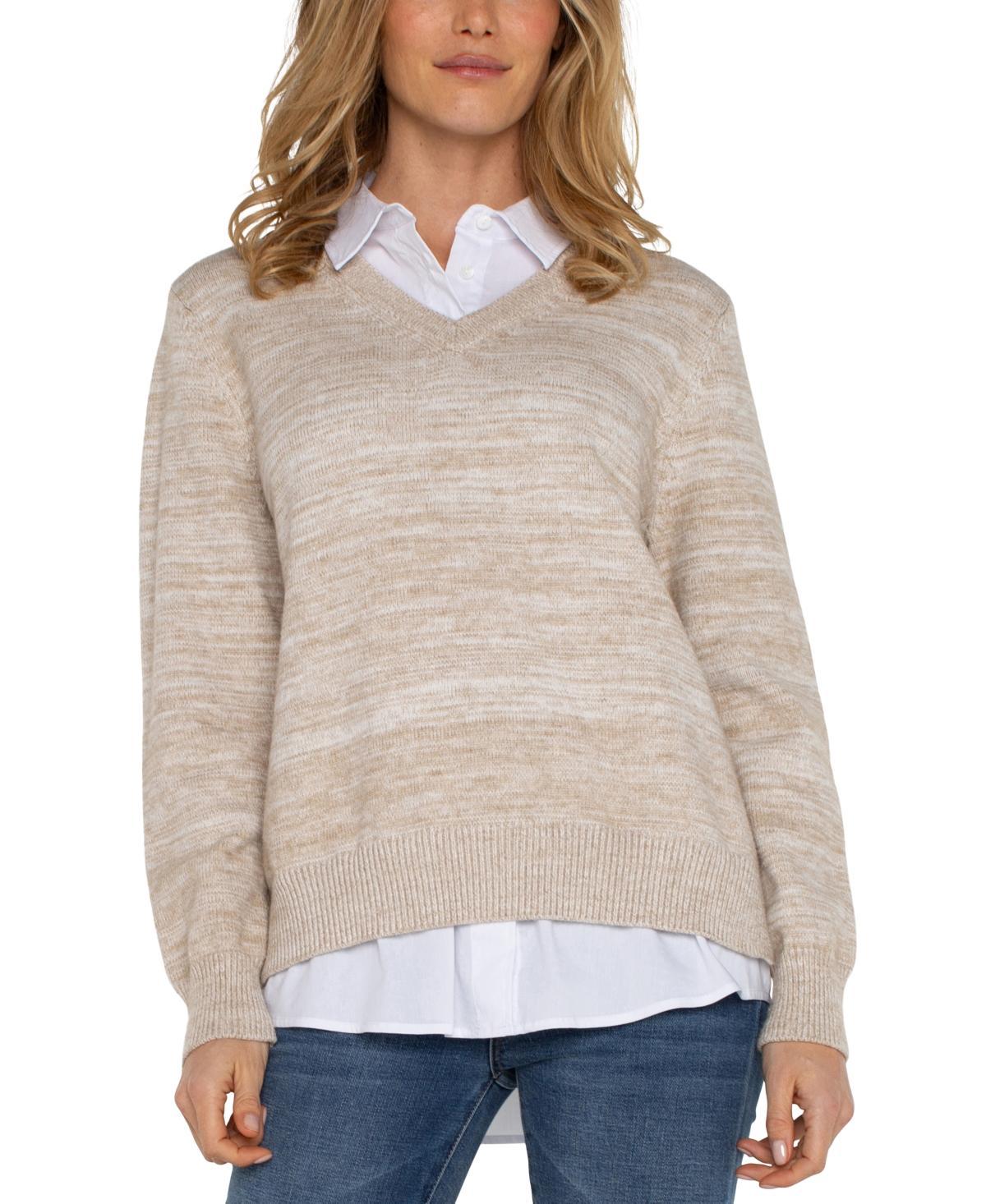 Liverpool Los Angeles Womens Layered-Look Sweater Product Image