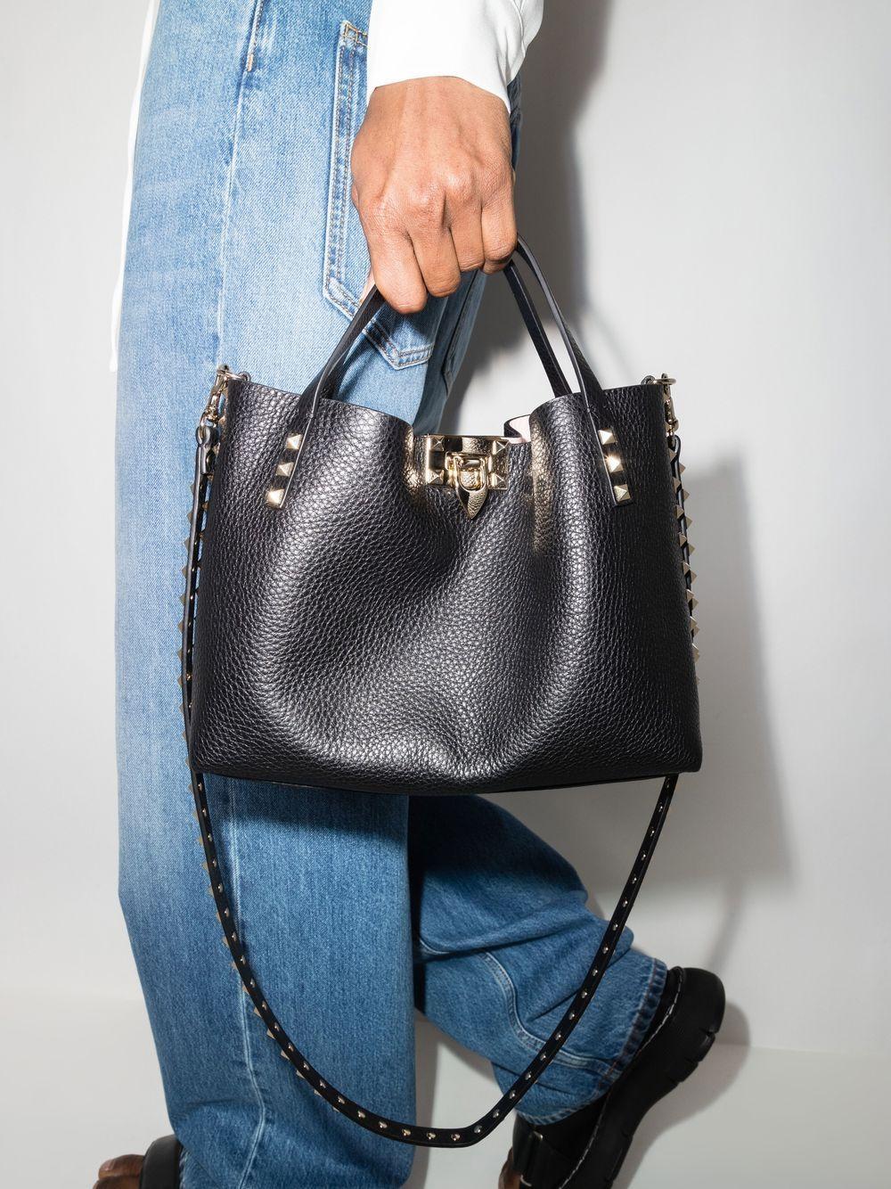 Small Rockstud Tote Bag In Black Product Image