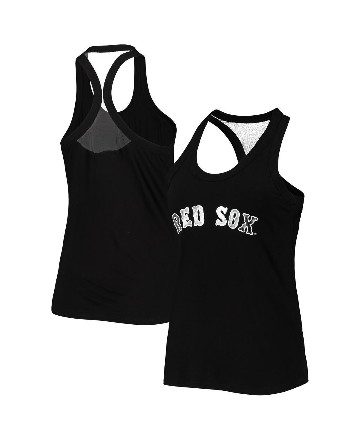 Womens The Wild Collective Black Boston Red Sox Tonal Athleisure Racerback Tank Top Product Image