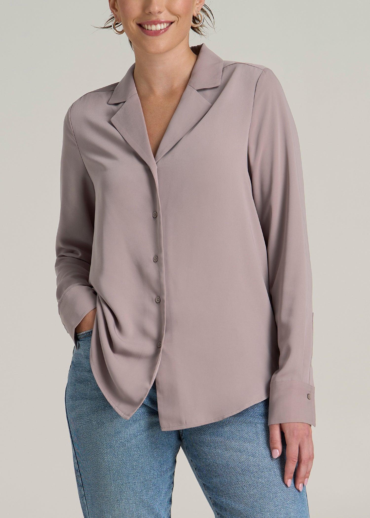 Notch Collar Tall Women's Blouse in Truly Taupe product image