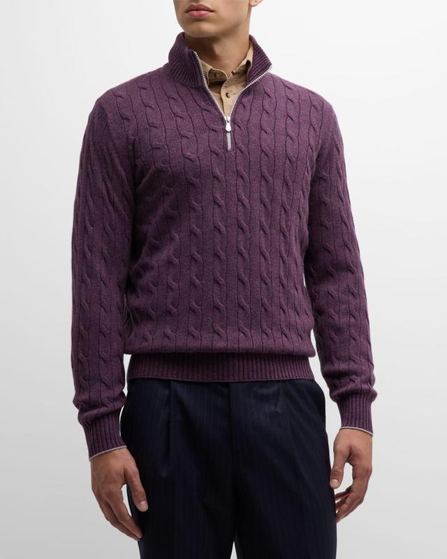 Mens Cable-Knit Quarter Zip Sweater Product Image