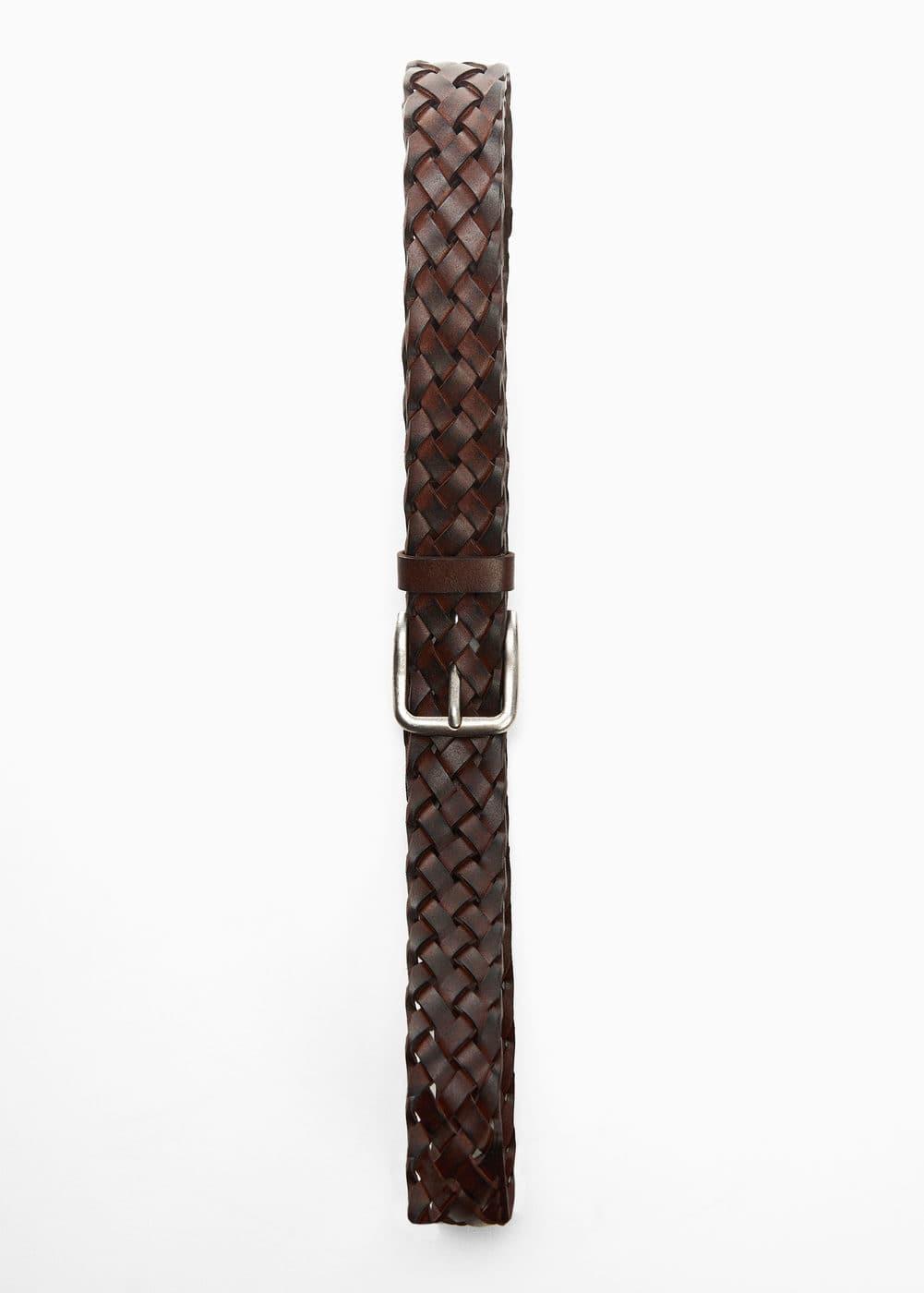 MANGO MAN - Braided leather belt brownMen Product Image