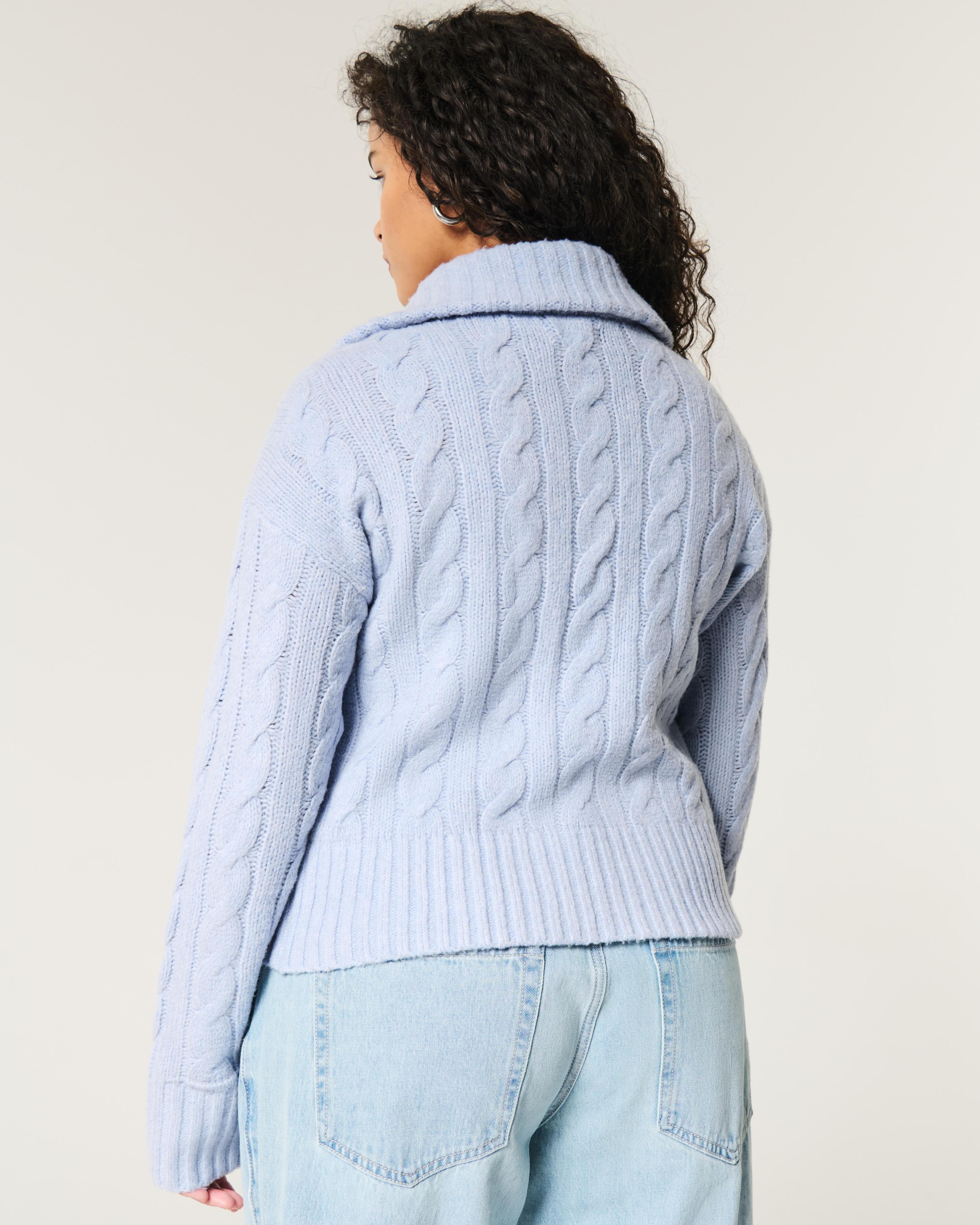 Hollister Comfy Cloud Zip-Up Cable-Knit Sweater Product Image