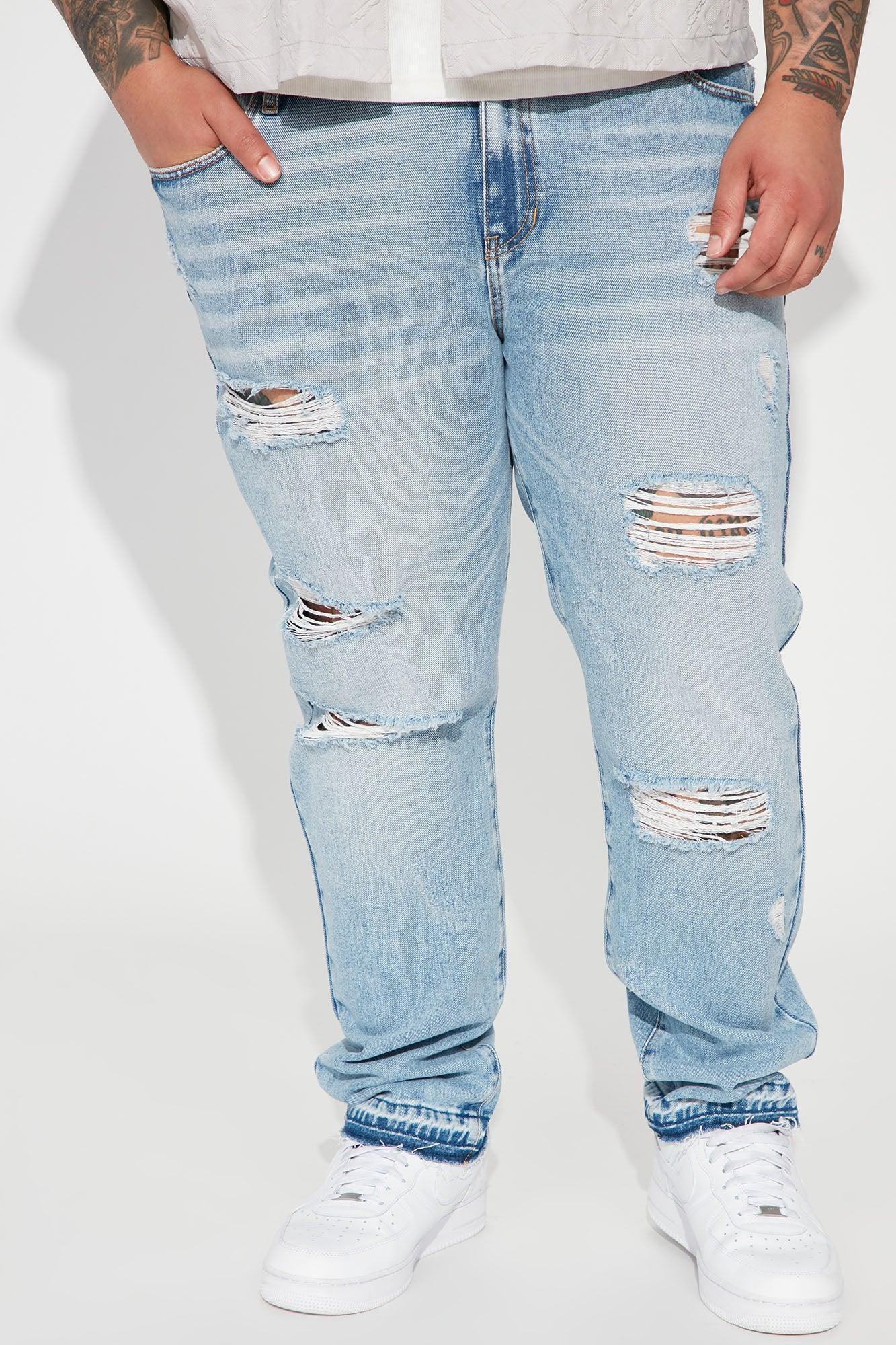 The Individual Ripped Straight Jeans - Medium Blue Wash Product Image