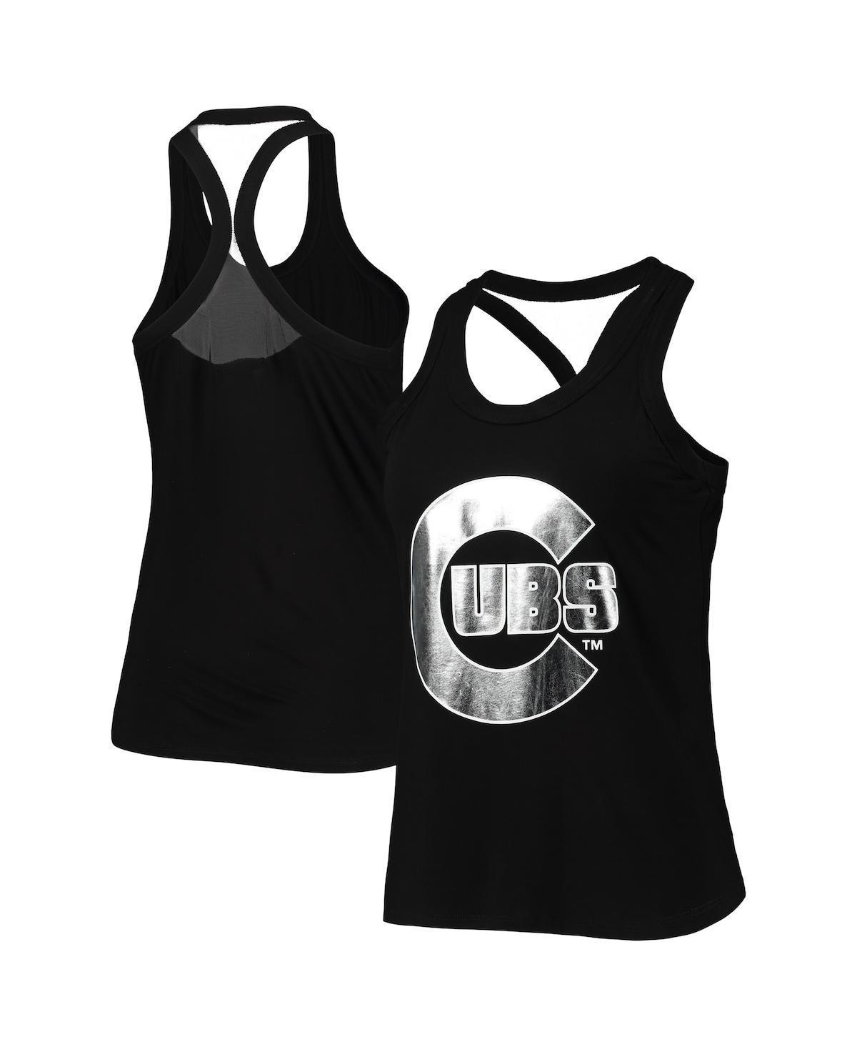 Womens The Wild Collective Black Chicago Cubs Tonal Athleisure Racerback Tank Top Product Image