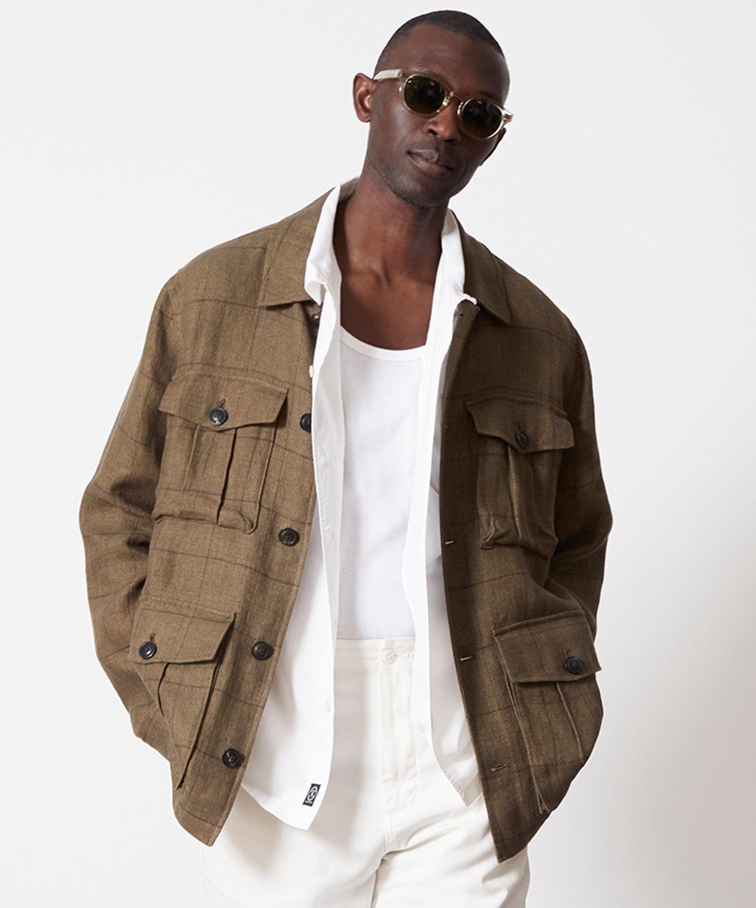 Linen Field Jacket Windowpane Product Image