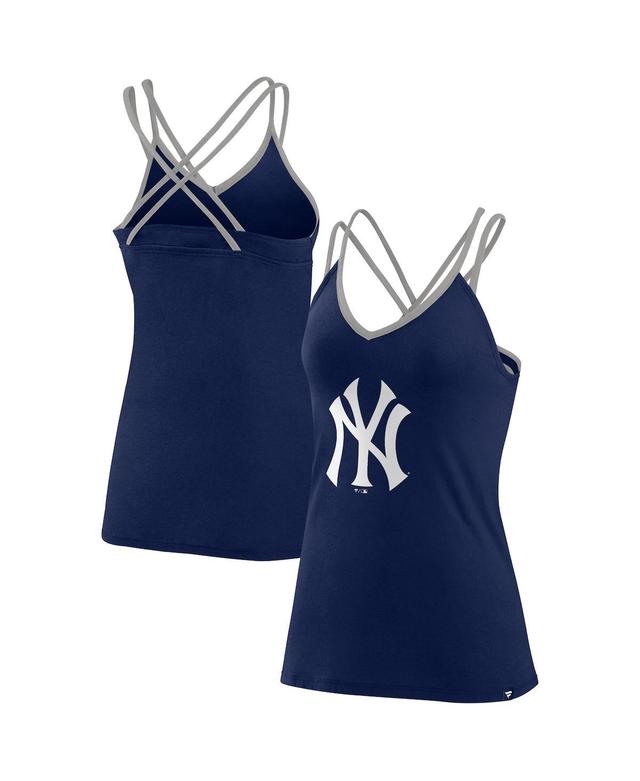 Womens Fanatics Navy New York Yankees Barrel It Up Cross Back V-Neck Tank Top Product Image