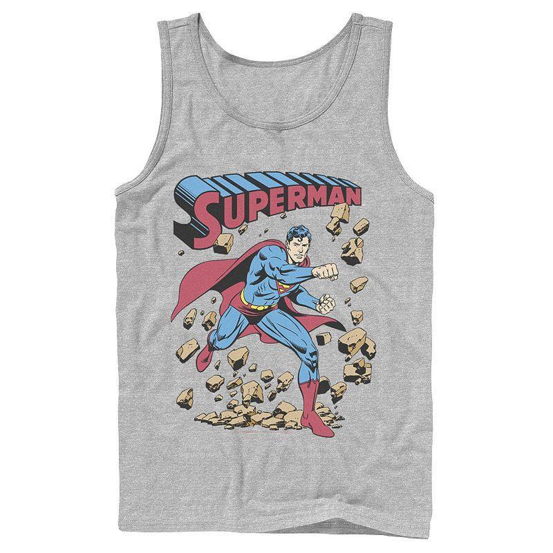 Mens DC Comics Superman Smash Rocks Vintage Poster Tank Top Product Image