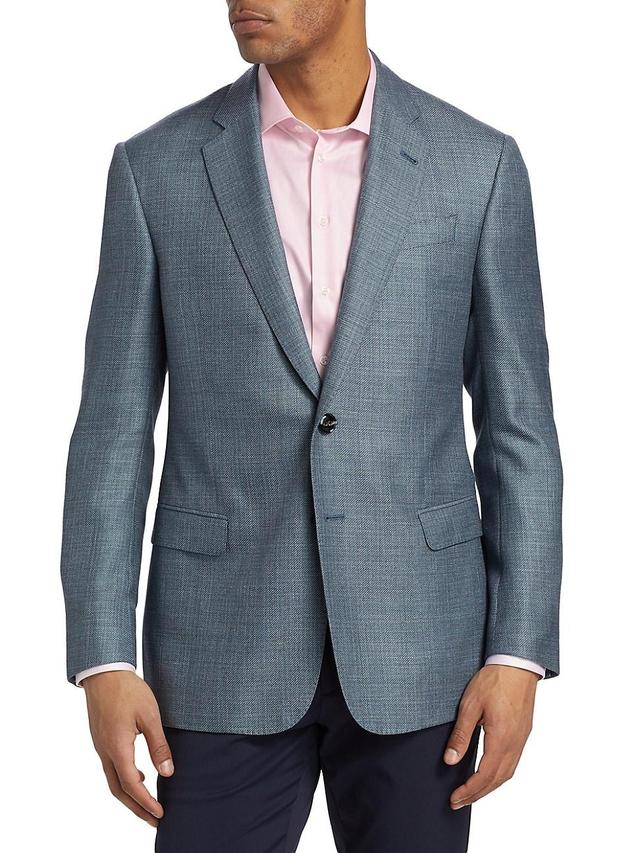 Mens Textured Wool & Silk-Blend Two-Button Sport Coat Product Image