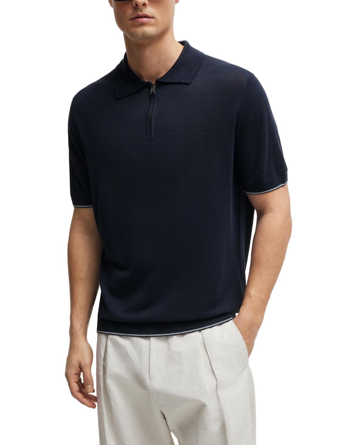 Mens Zip-Neck Polo Sweater Product Image