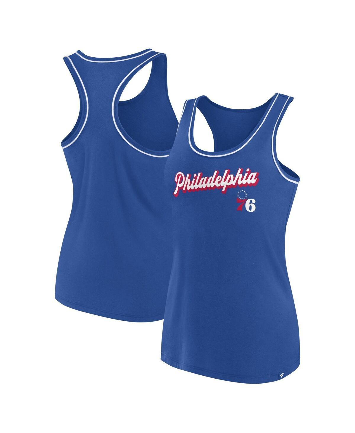 Womens Fanatics Royal Philadelphia 76ers Wordmark Logo Racerback Tank Top Product Image