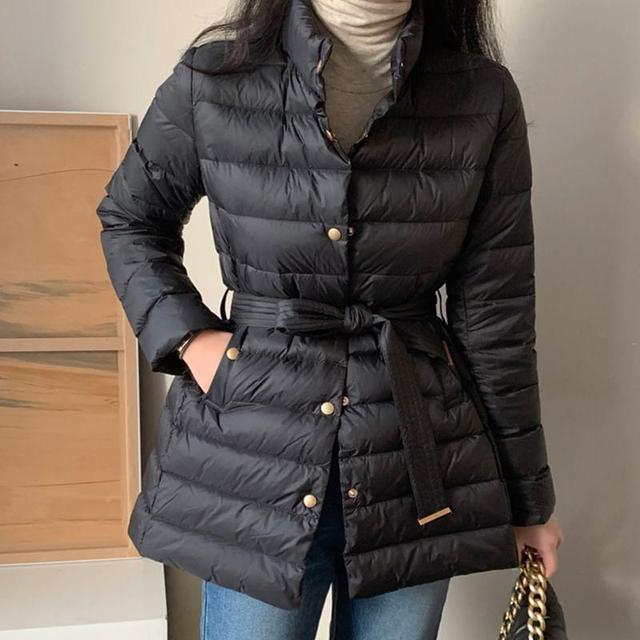 High Neck Button-Up Padded Jacket Product Image