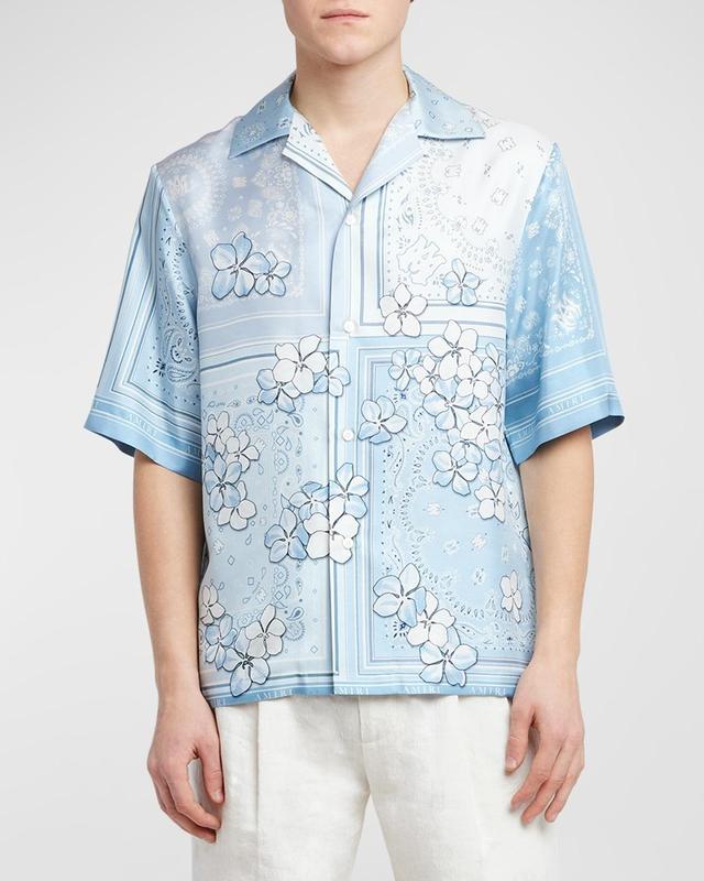 Mens Bandana Floral Silk Camp Shirt Product Image