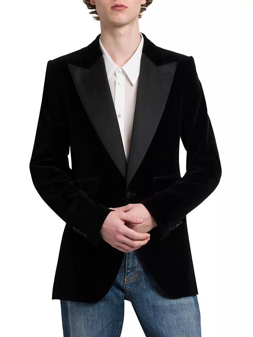 Satin-Lapel Velvet Jacket Product Image