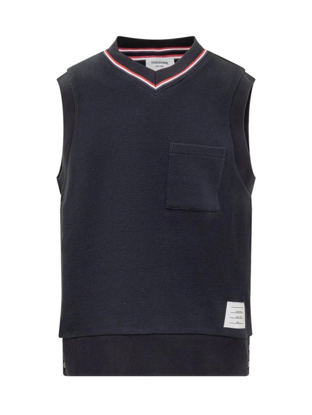 Navy V-neck Vest In Blue Product Image