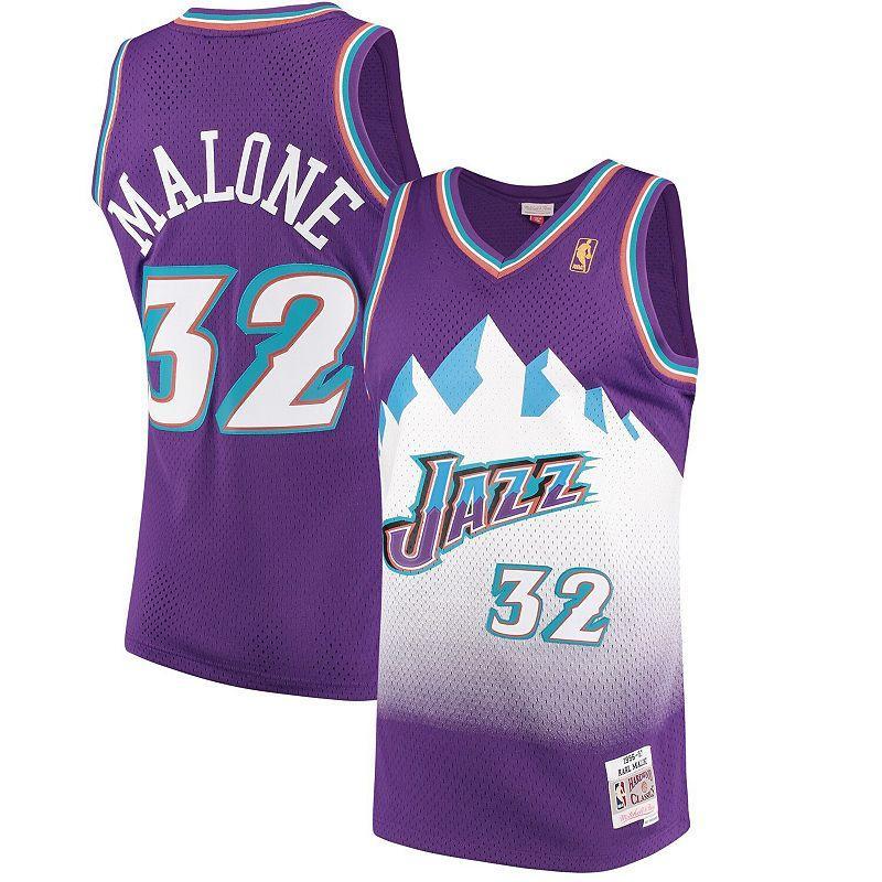 Mens Mitchell & Ness Karl Malone Purple Utah Jazz 1996-97 Hardwood Classics Swingman Jersey Product Image