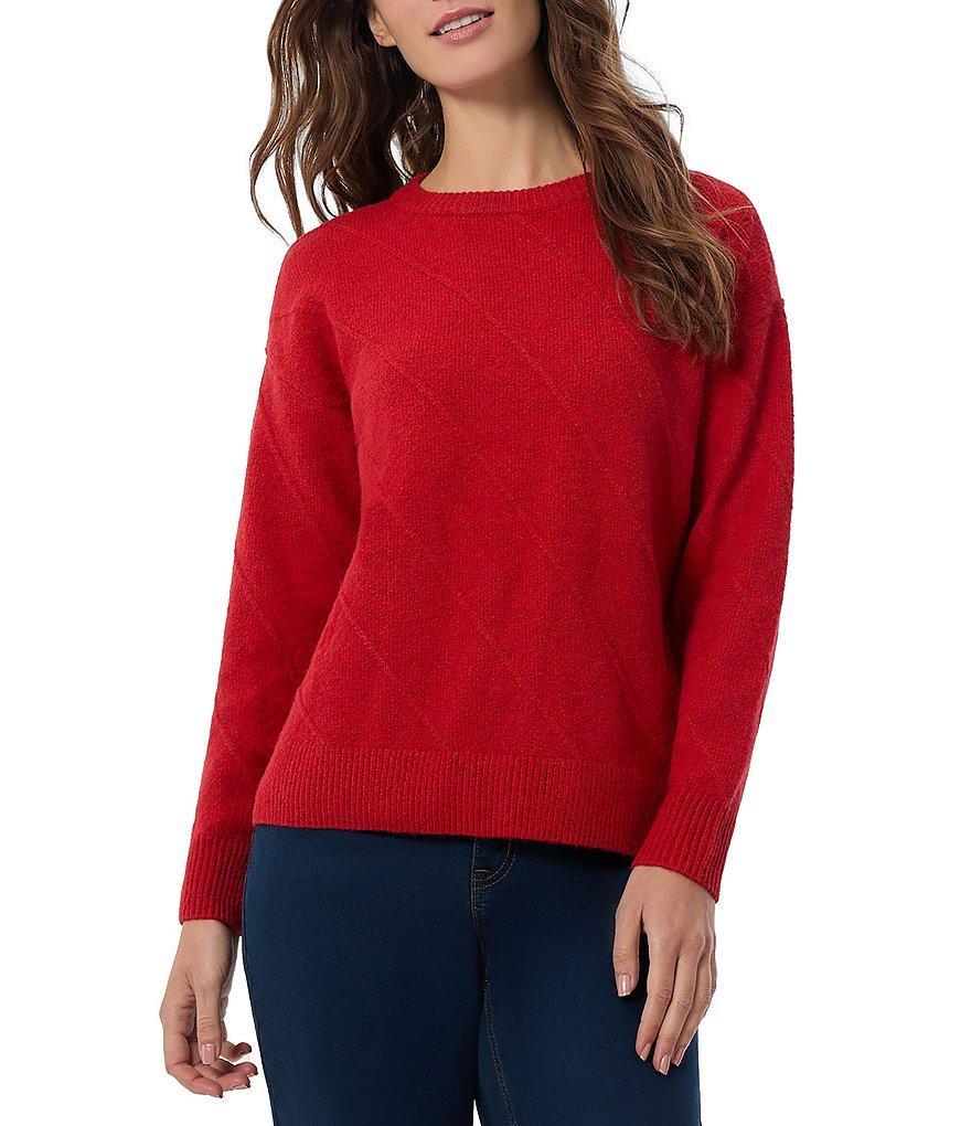 Jones New York Diagonal Stitched Knit Crew Neck Long Sleeve Sweater product image