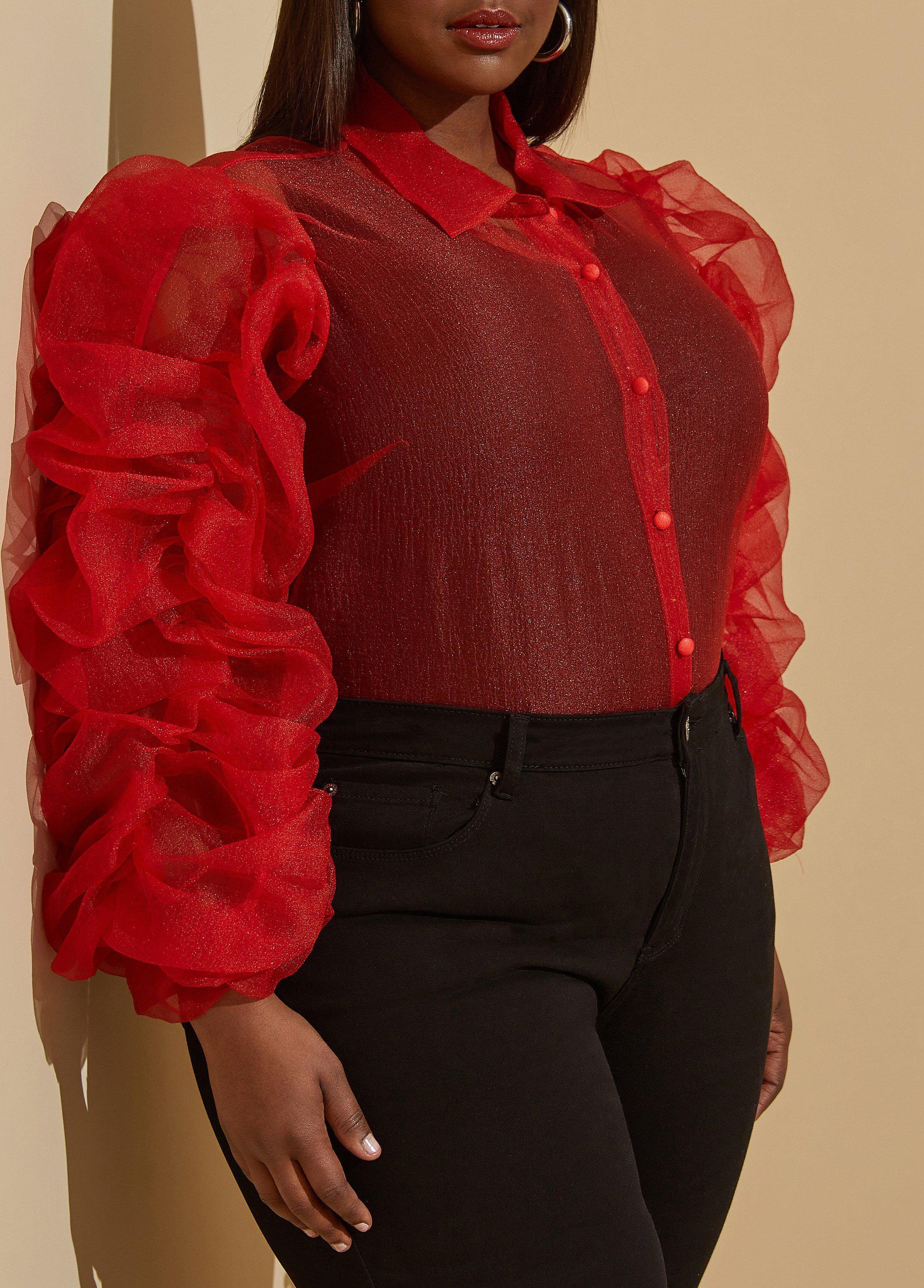 Ruched Puff Sleeve Blouse Product Image