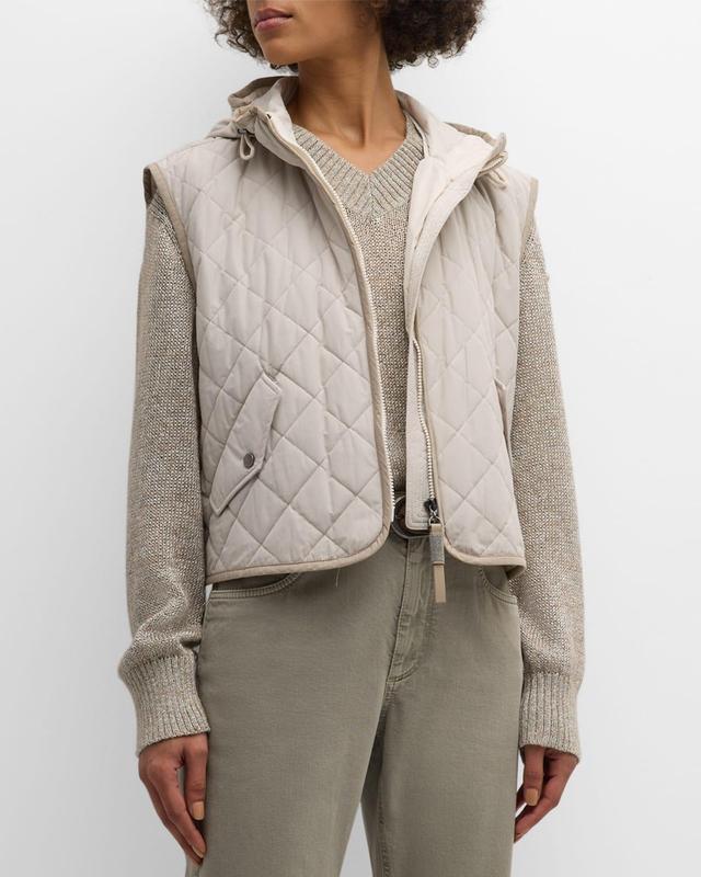 Monili-Tab Hooded Quilted Vest Product Image