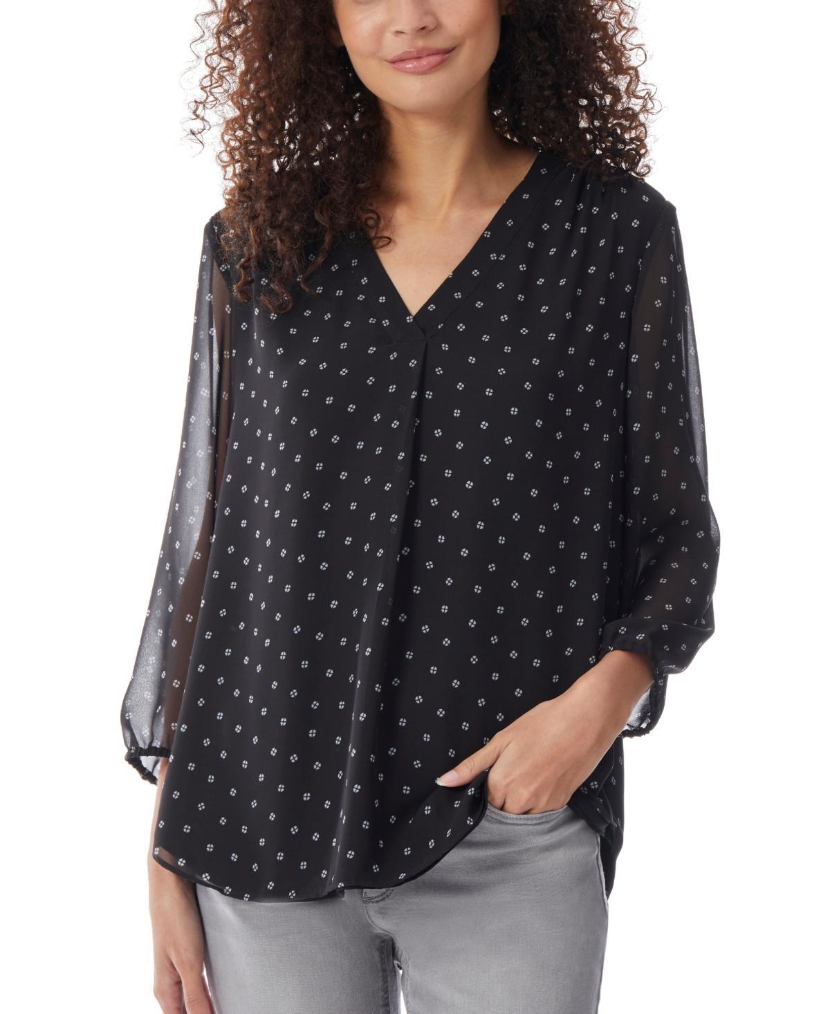 Women's V-Neck Pleat Front 3/4 Sleeve Tunic Product Image