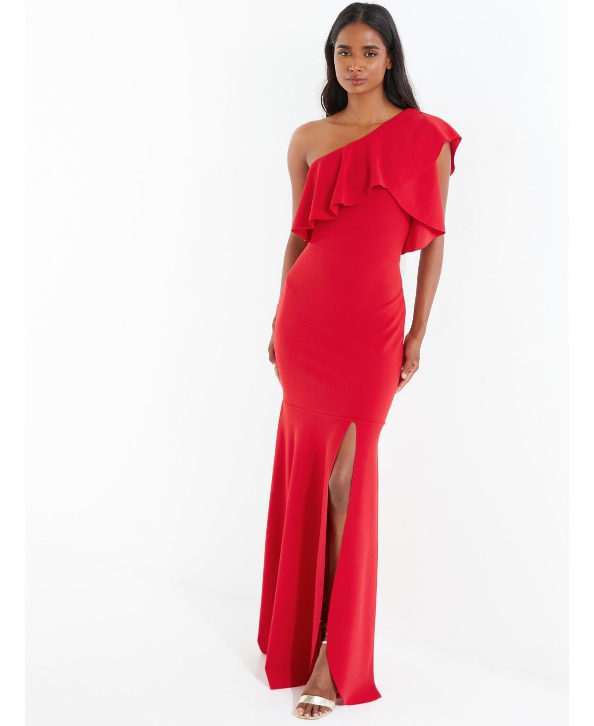 Quiz Womens Maxi Dress With One Shoulder And Slit Detail Product Image