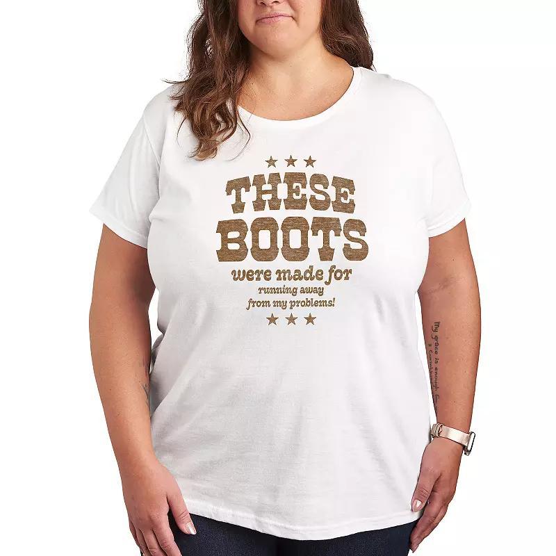 Plus Boots Made Running From Problems Graphic Tee, Womens Product Image