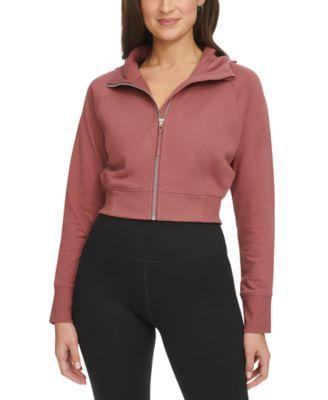 Calvin Klein Womens Zippered Cropped Hoodie Product Image