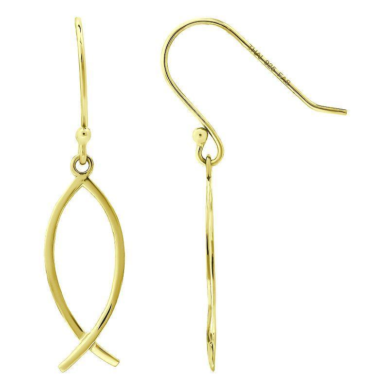 Aleure Precioso Fish For Luck Drop Fishhook Earrings, Womens, Gold Product Image