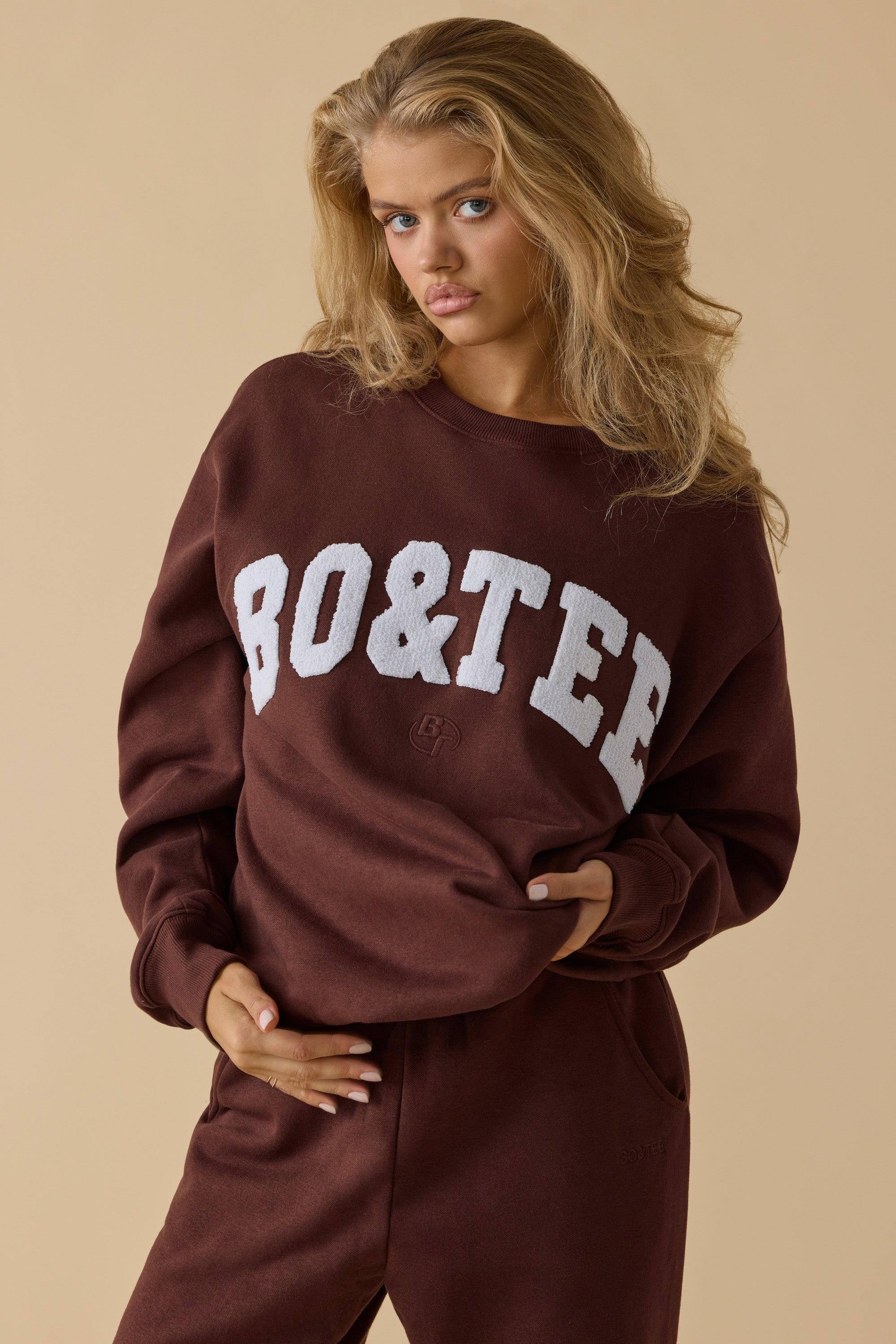 Oversized Crew Neck Sweatshirt in Mahogany Product Image