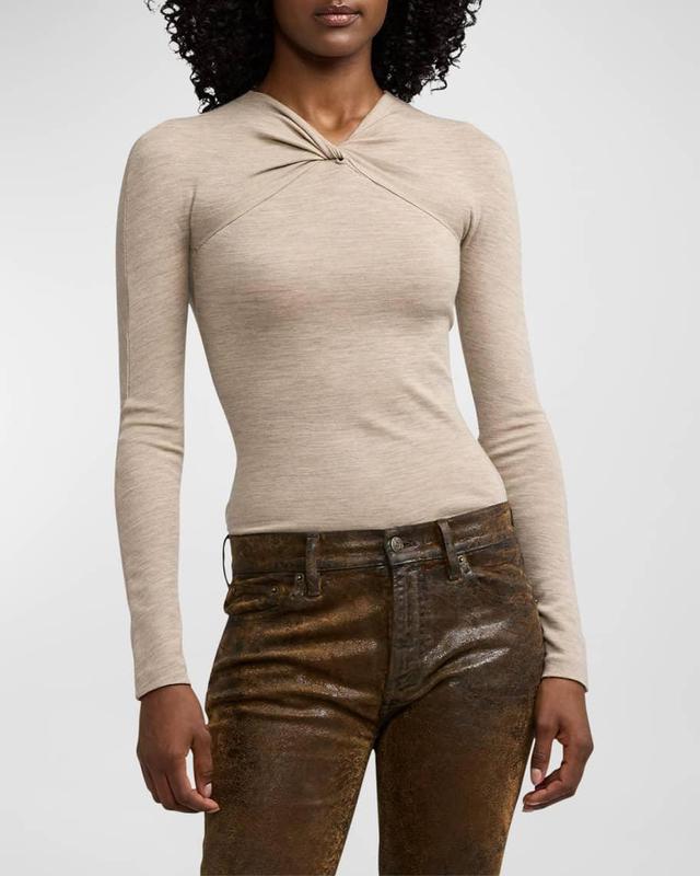 Mélange Wool Jersey Twist-Front Top Product Image