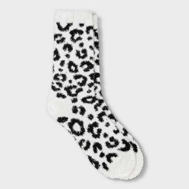 Womens Leopard Cozy Crew Socks - Auden 4-10 Product Image