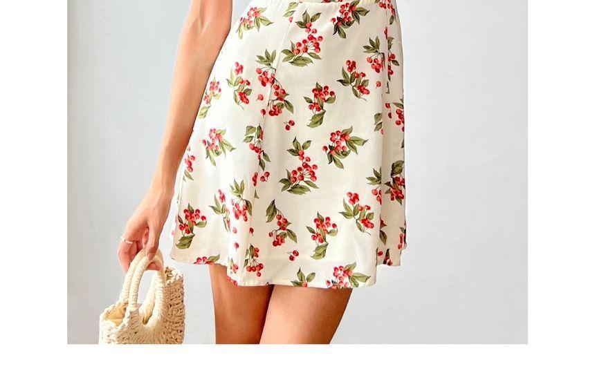 Spaghetti Strap Cherry Print Mini A-Line Sundress Product Image