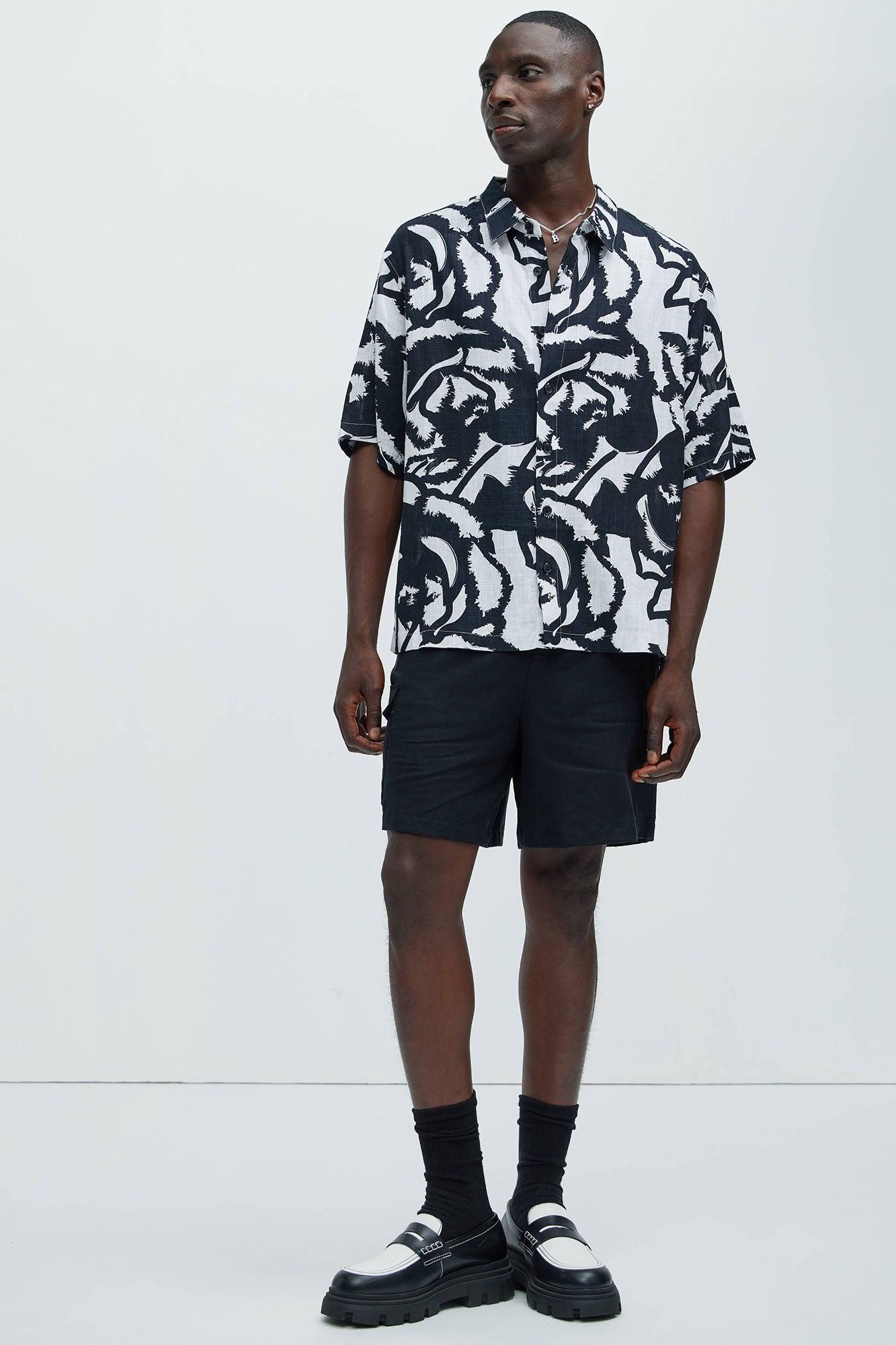 Stanlee Floral Linen Shirt - Black/White Product Image