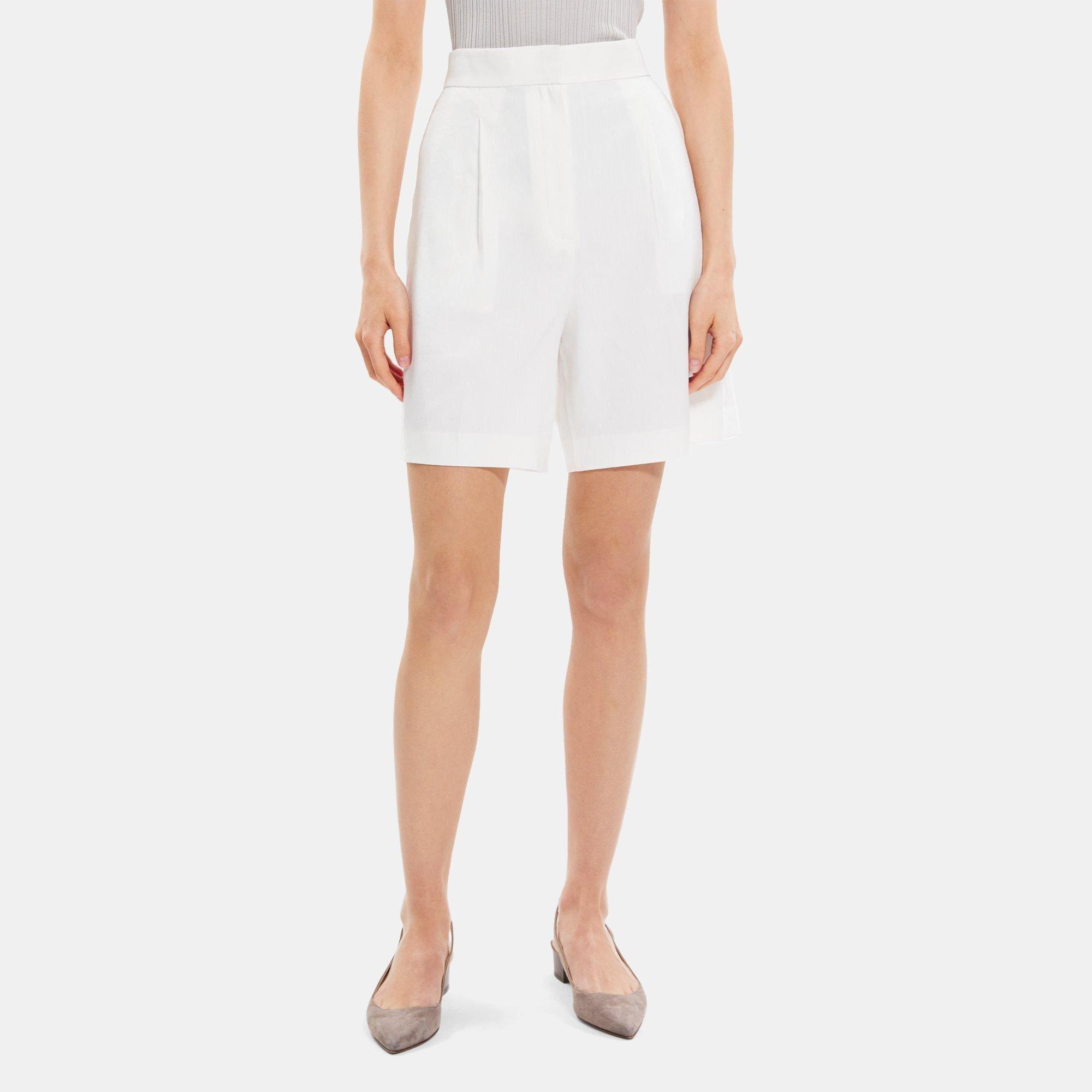 Linen-Blend Pleated Short | Theory Outlet product image