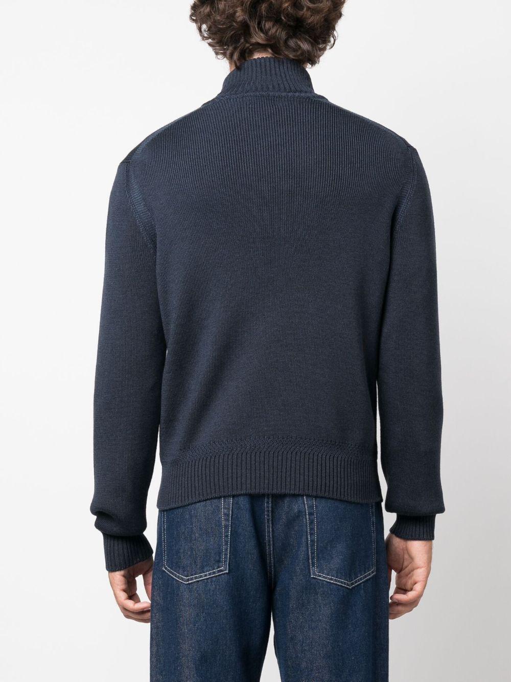 Wool-blend Half-zip Sweater In Blue Product Image