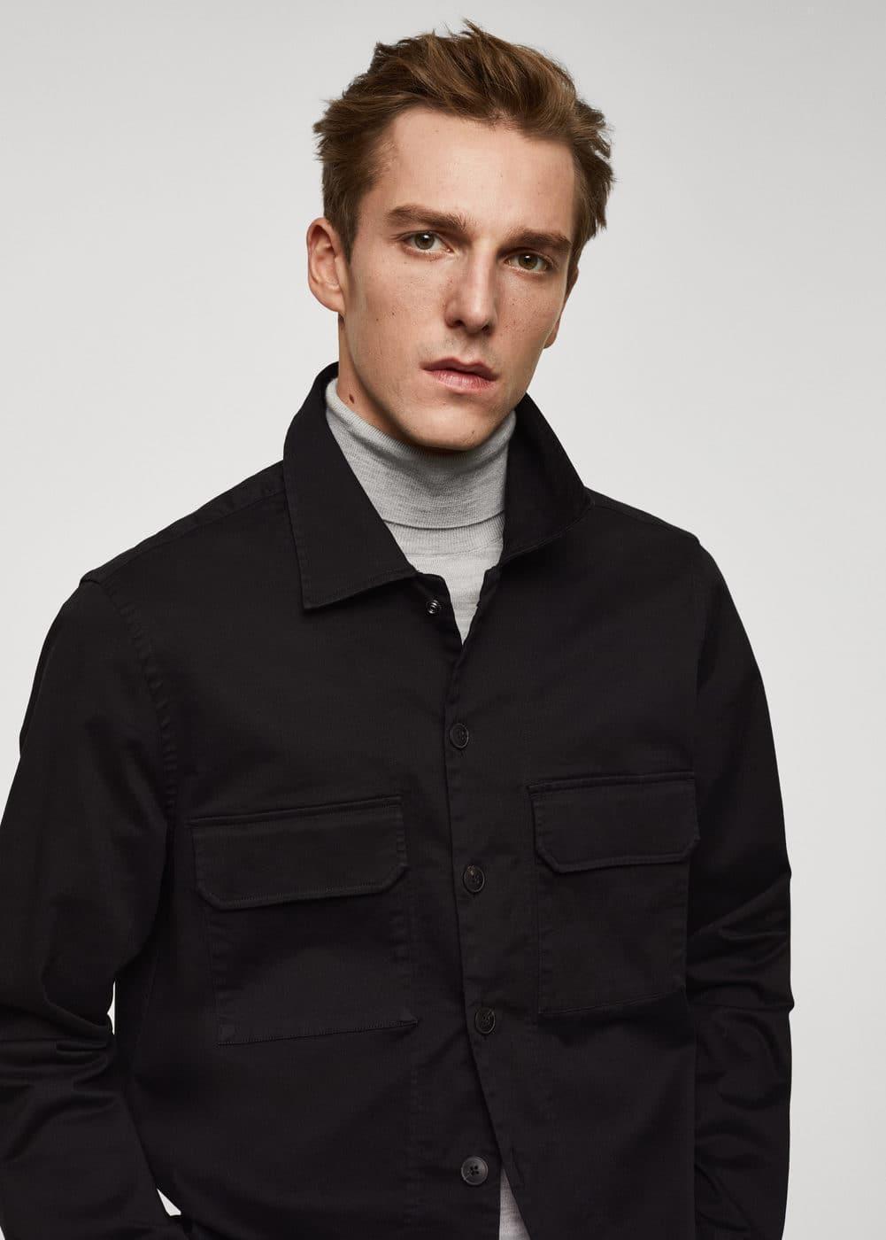 Mango Mens Stretch Cotton Pockets Detail Overshirt Product Image