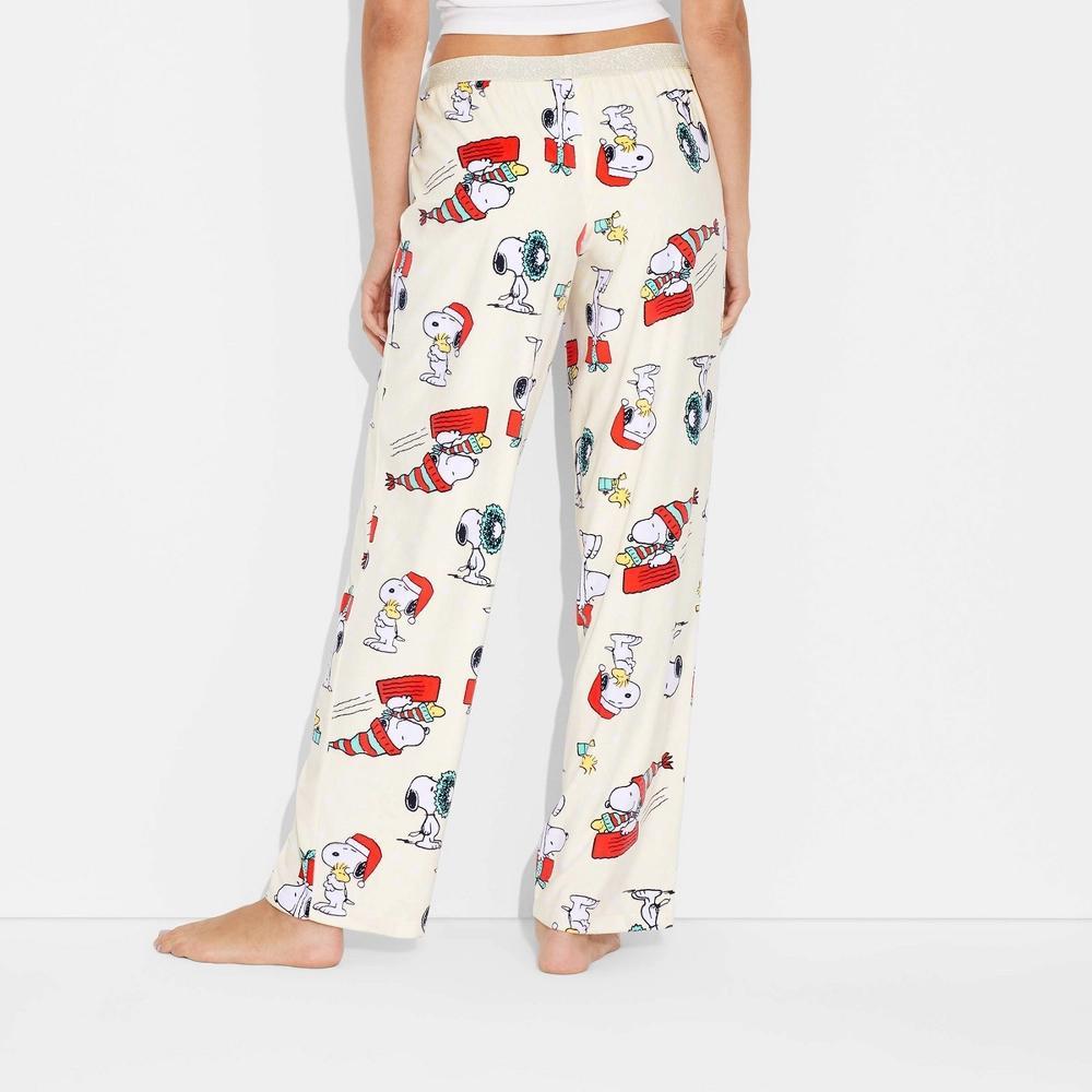 Women's Peanuts Snoopy Pajama Pants - White XS Product Image