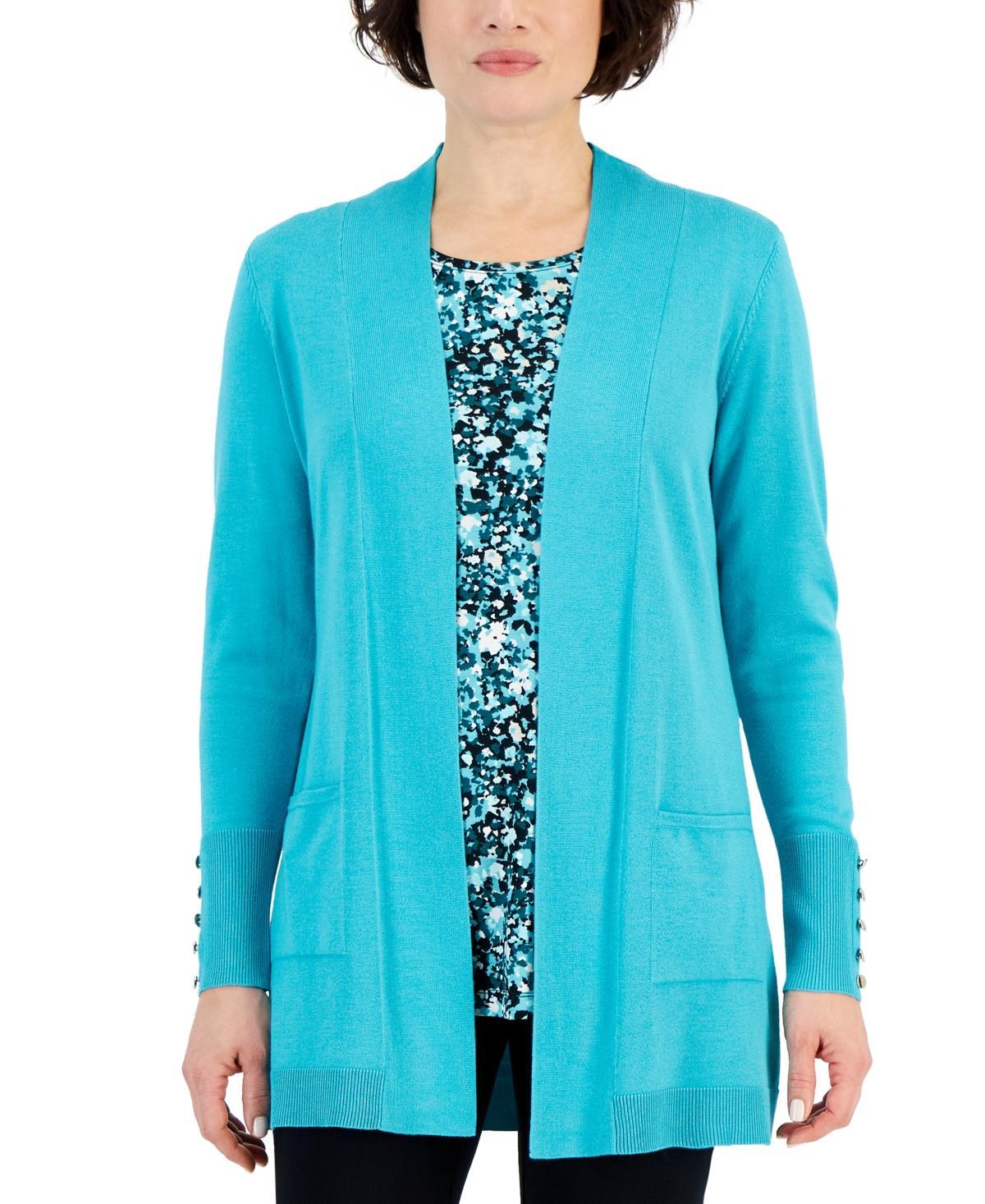 Jm Collection Womens Button-Sleeve Flyaway Cardigan, Created for Macys Product Image