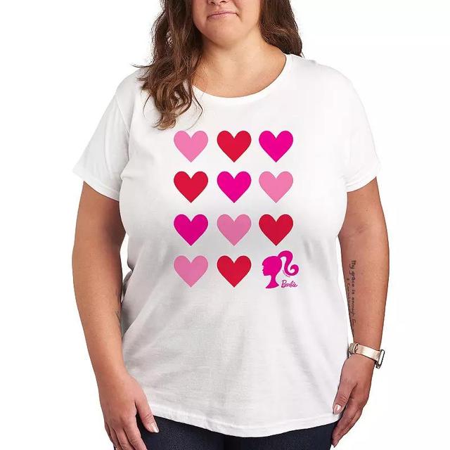 Plus Barbie Heart Grid Graphic Tee, Womens Product Image